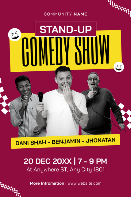 Modèle de visuel Stand-up Show Ad with Group of Performers - Pinterest