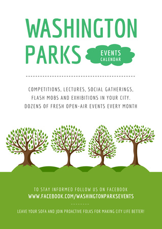 Calendar of Events in Washington Parks on Green Poster Tasarım Şablonu
