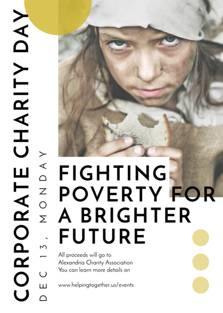 Modèle de visuel Quote about Poverty with Child on Corporate Charity Day - Flayer