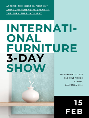 Szablon projektu Furniture Show announcement Vase for home decor Poster US