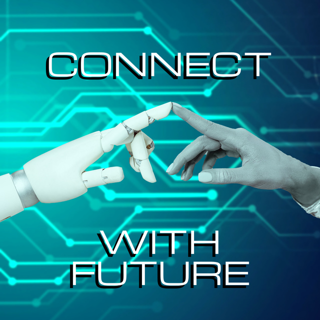 Future Technology Promotion Service With Robotics Instagram Šablona návrhu
