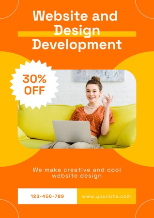 Website and Design Development Course Discount Poster Tasarım Şablonu