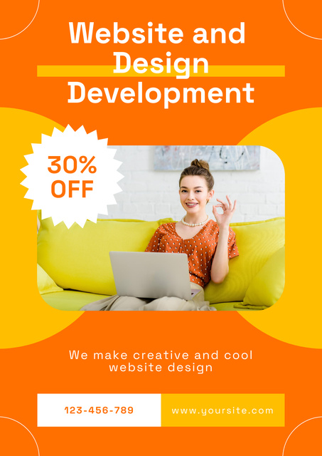 Website and Design Development Course Discount Posterデザインテンプレート