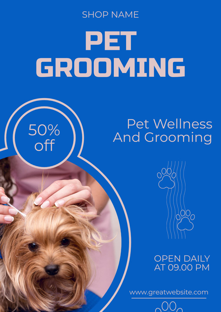 Pet Wellness and Grooming Poster Design Template