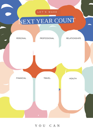 Ontwerpsjabloon van Schedule Planner van Lijst met goede voornemens voor het nieuwe jaar op kleurrijk patroon