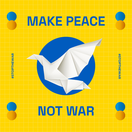 Tee rauhaa ei sotaa -lause rauhankyyhkyllä Instagram Design Template