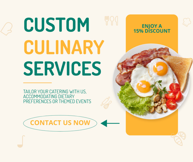 Custom Culinary Service with Dietary Products Accommodation Facebook Tasarım Şablonu