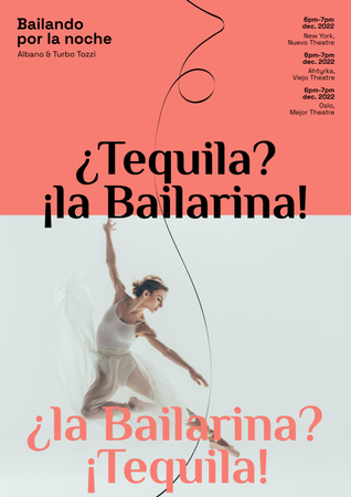 Ballet Show Announcement with Tender Ballerina Poster A3 Design Template