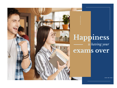 Happy Students Passing Exams Presentation Design Template
