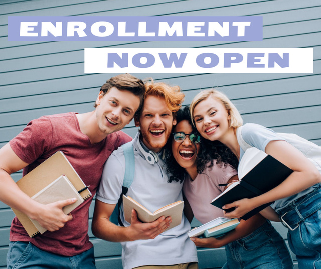Enrollment Opening Announcement with Happy Students Facebook – шаблон для дизайну