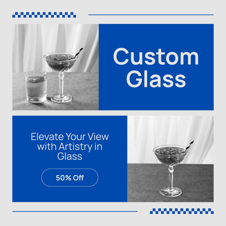 Designvorlage Maßgeschneiderte Glaswaren zum halben Preis für Instagram AD
