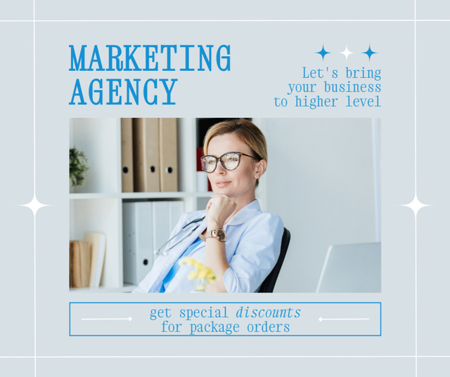 Special Marketing Agency With Discount For Package Offer Facebook Πρότυπο σχεδίασης