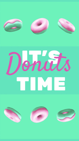Designvorlage reihen von leckeren glasierten donuts für Instagram Video Story