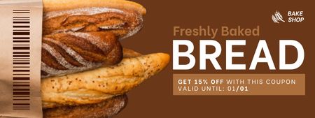 Grocery Store Ad with Package of Fresh Bread Coupon Design Template