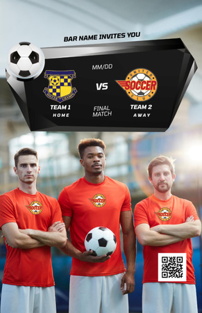 Anúncio de evento com jogadores de futebol com bola Invitation 5.5x8.5in Modelo de Design