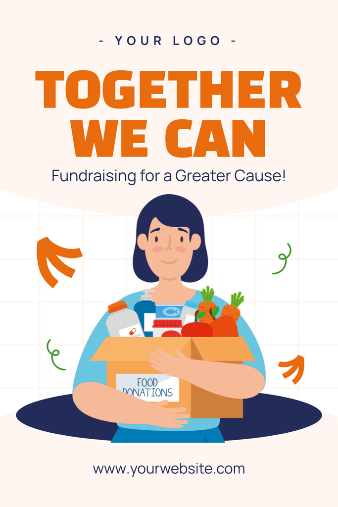 Template di design Woman Volunteer with Box of Donated Food Pinterest