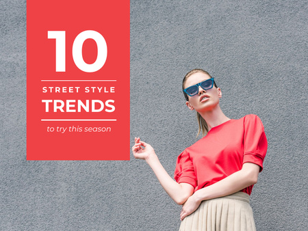 Modèle de visuel tendances de style de rue avec stylish woman - Presentation