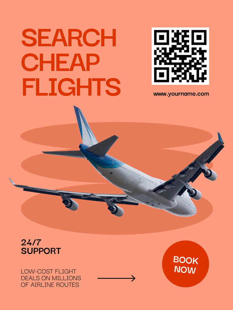 Cheap Flights Ad Poster 36x48in Design Template