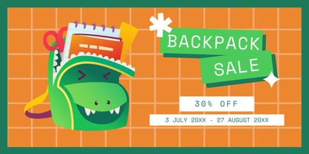 Cute Backpack Sale Announcement for Kids Twitter Design Template