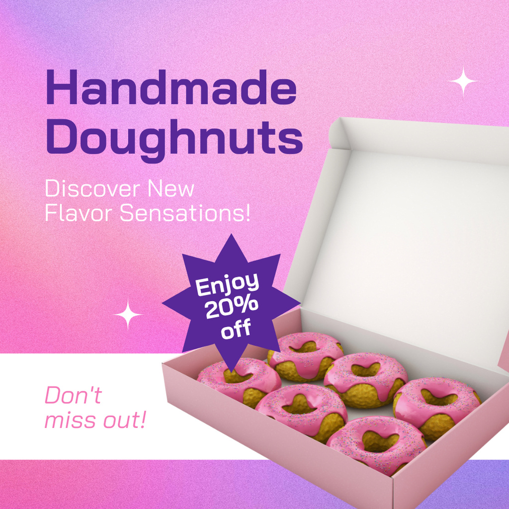 Ontwerpsjabloon van Instagram van Box with Handmade Doughnuts Offer