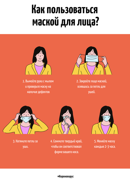 Szablon projektu #FlattenTheCurve safety rules with Woman wearing Mask Poster
