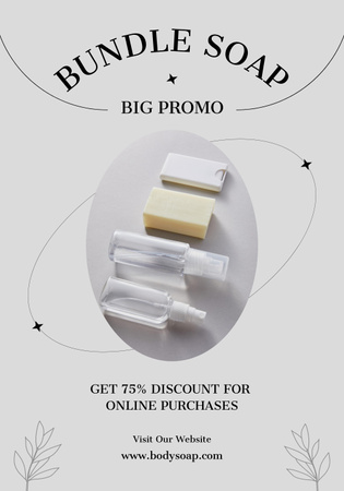 Beauty Products Ad with Piece Soap At Discounted Rates Poster 28x40in – шаблон для дизайну