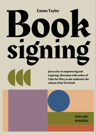 Book Signing Bright Announcement Flyer A6 Design Template