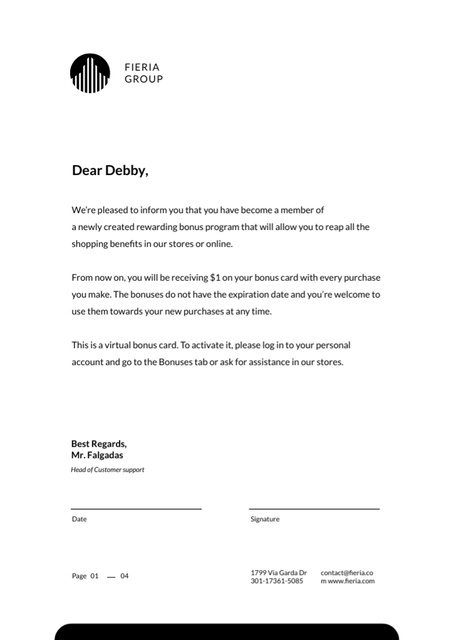 Designvorlage Company Loyalty Program in White für Letterhead