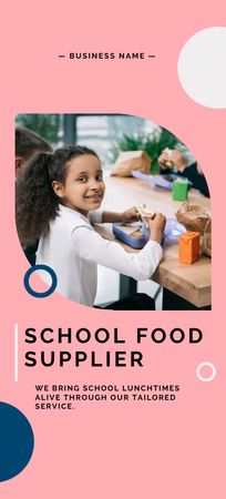 School Food Supplier Ad with Girl in Canteen Flyer 3.75x8.25in Šablona návrhu
