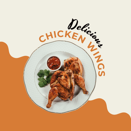 Delicious Chicken Wings Offer Instagram Design Template