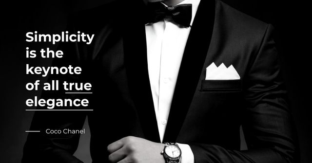 Template di design Fashion Quote Elegant Man in Formal Outfit Facebook AD