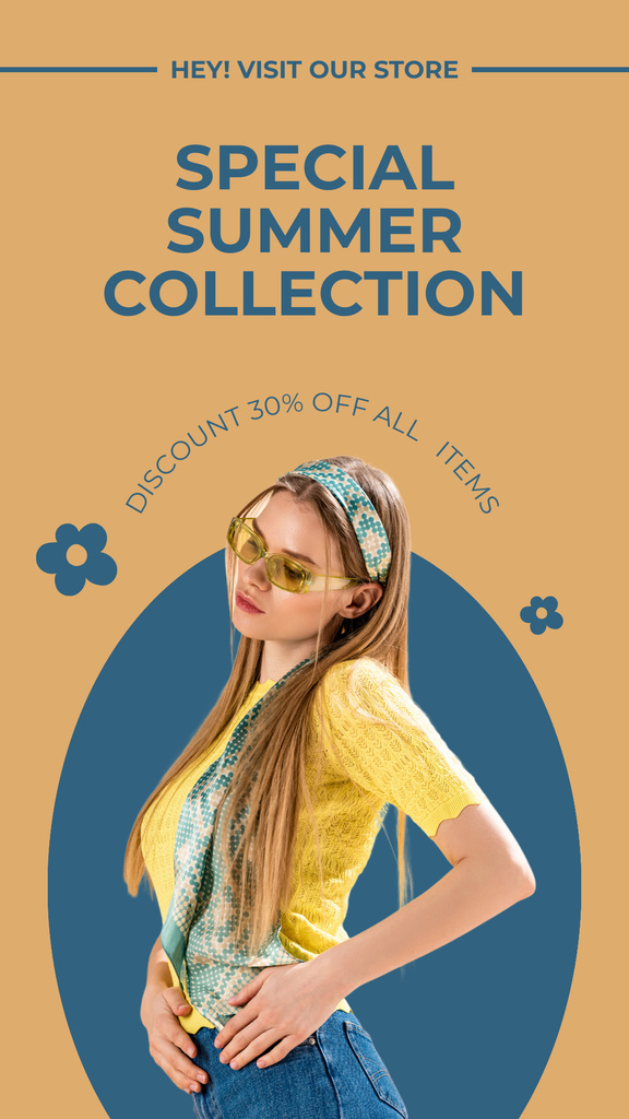 Special Summer Collection Offer on Beige Instagram Story Modelo de Design
