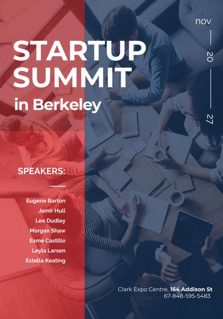 Startup Summit Announcement with Business Team Poster 28x40in Tasarım Şablonu