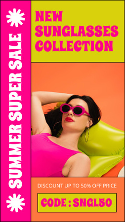 Designvorlage Promo der neuen stilvollen Sonnenbrillenkollektion für Instagram Story
