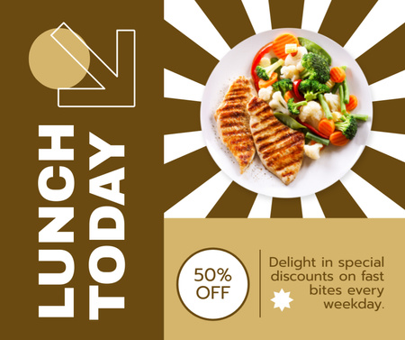 Special Discounts Offer with Tasty Dish on Plate Facebook Design Template