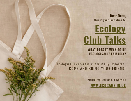 Eco Club Talks Announcement Invitation 13.9x10.7cm Horizontal Design Template