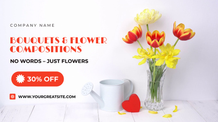 Tulips And Narcissus In Bouquets Sale Offer Full HD video Design Template