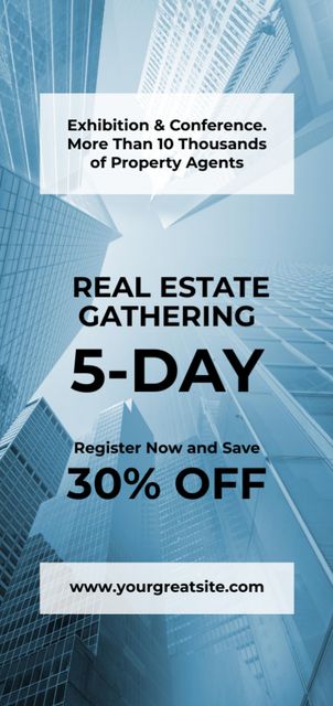 Real Estate Conference Announcement with Glass Skyscrapers Flyer DIN Large Design Template