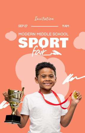 Sport Fair Announcement Invitation 4.6x7.2in Modelo de Design