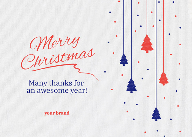 Christmas Wishes With Cute Tree Decorations Postcard 5x7in Tasarım Şablonu