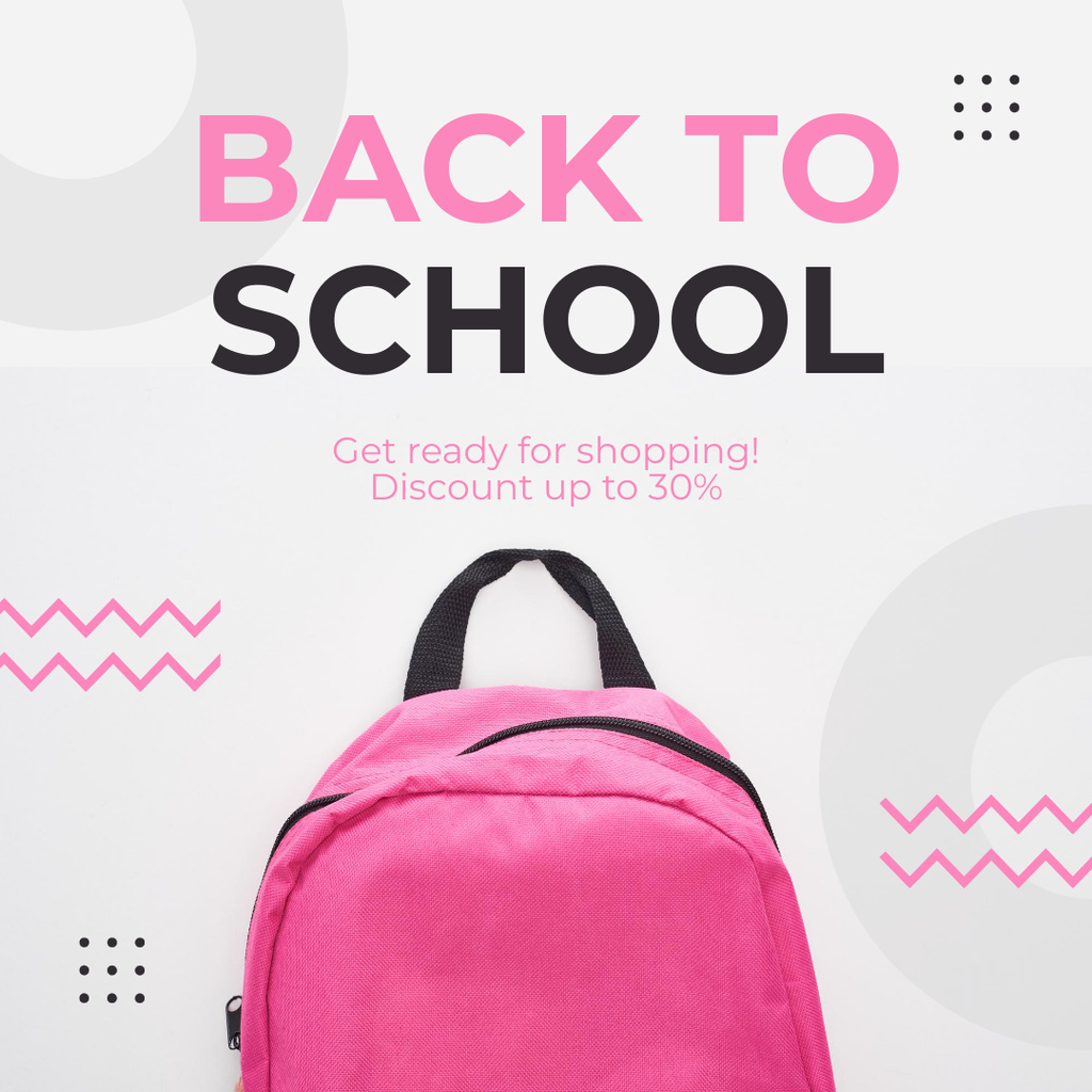 Offer Discount on All School Supplies and Backpacks Instagram tervezősablon