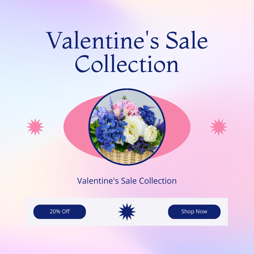 Valentine's Day Collection of Flowers Instagramデザインテンプレート