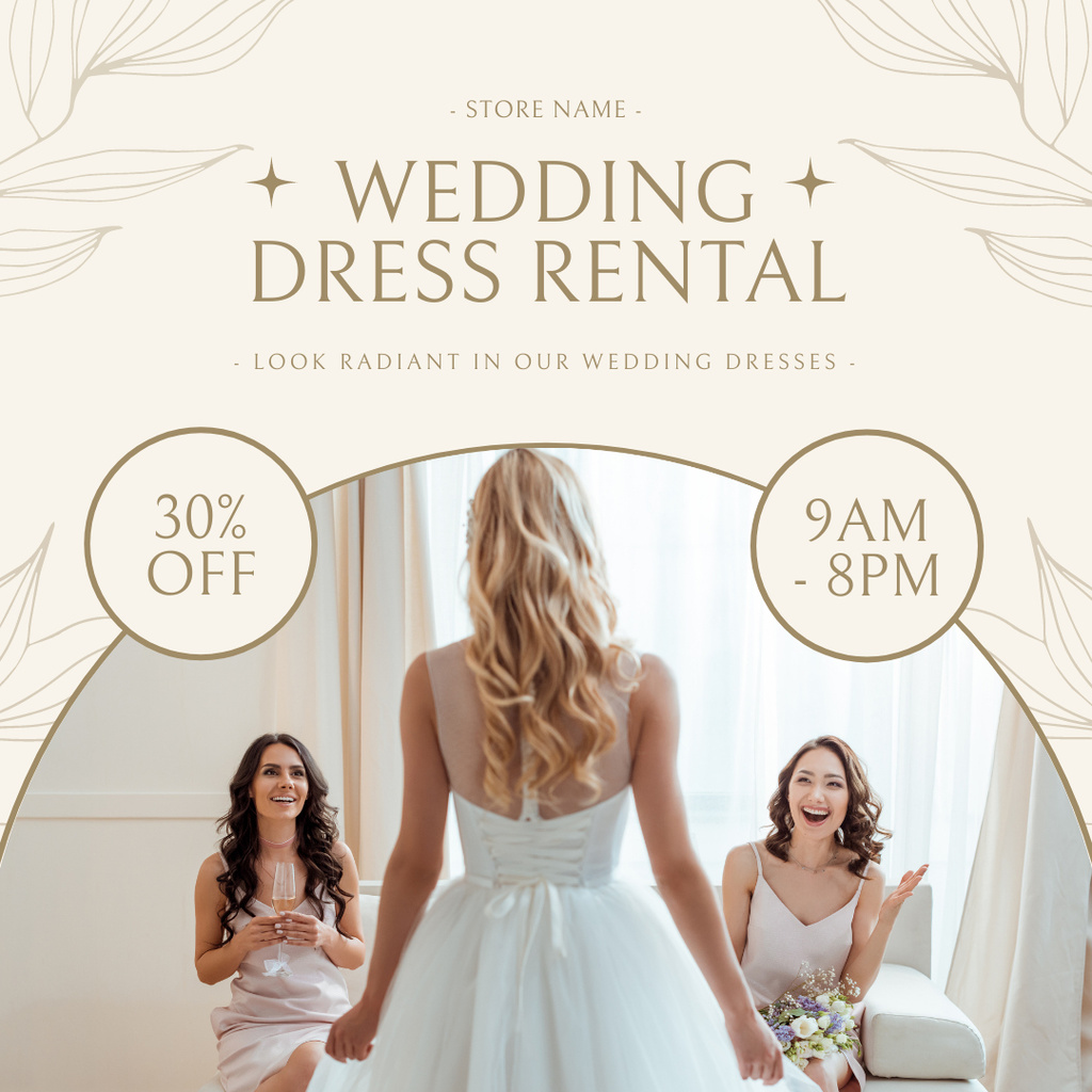 Discount on Rental Dresses with Bride and Bridesmaids Instagram Design Template