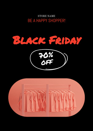 Platilla de diseño Fashionable Clothing on Black Friday Sale Postcard 5x7in Vertical