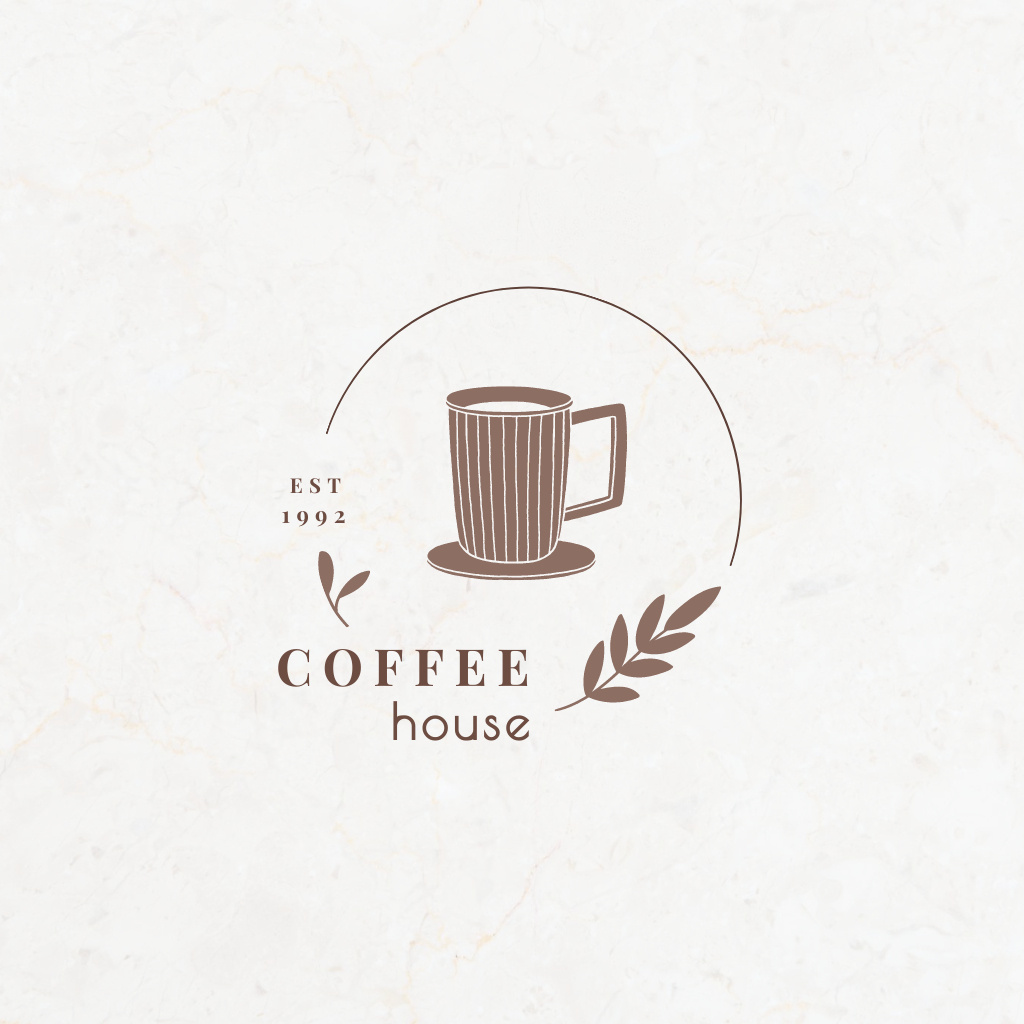 Ontwerpsjabloon van Logo van Advertising Coffee House with Cup of Delicious Coffee