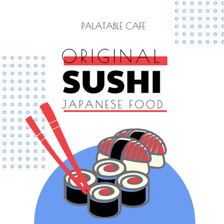 Japanese Food Ad with Fresh Sushi Instagram Design Template