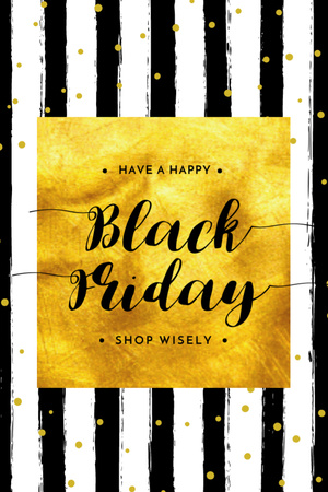 Black Friday Announcement In Golden Circle Postcard 4x6in Vertical Design Template
