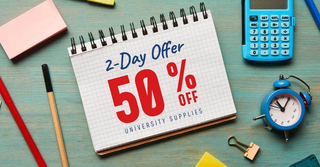 University Supplies Discount Offer Facebook AD Tasarım Şablonu