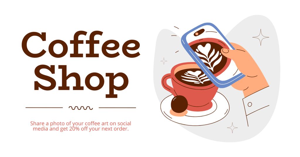 Coffee Shop Promotion And Discount For Coffee Facebook AD Modelo de Design