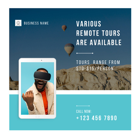 Platilla de diseño Remoute Tours Promotion with Man in VR Glasses Instagram